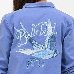 Blue Belle Chambray Jacket Bellebird Spell Designs L Bird Buttondown Shirt Top